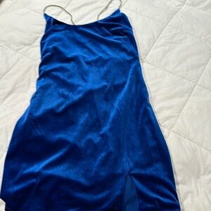 NWT. Royal Blue Velvet and silver sparkling strap cocktail dress